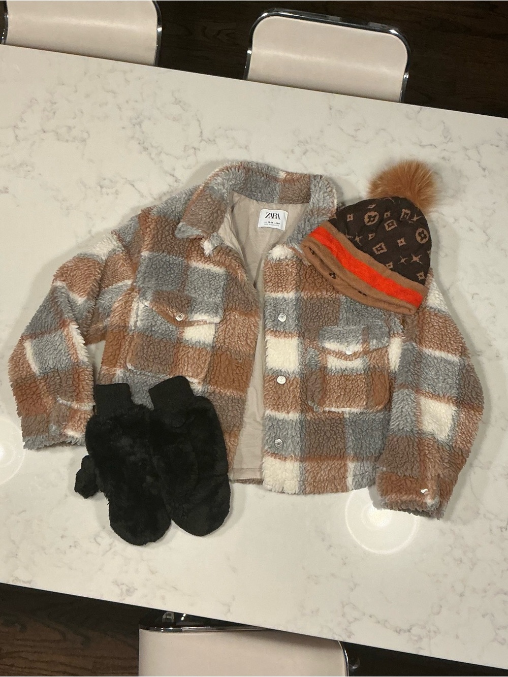 Zara Plaid Jacket in Brown, Cream & Gray
